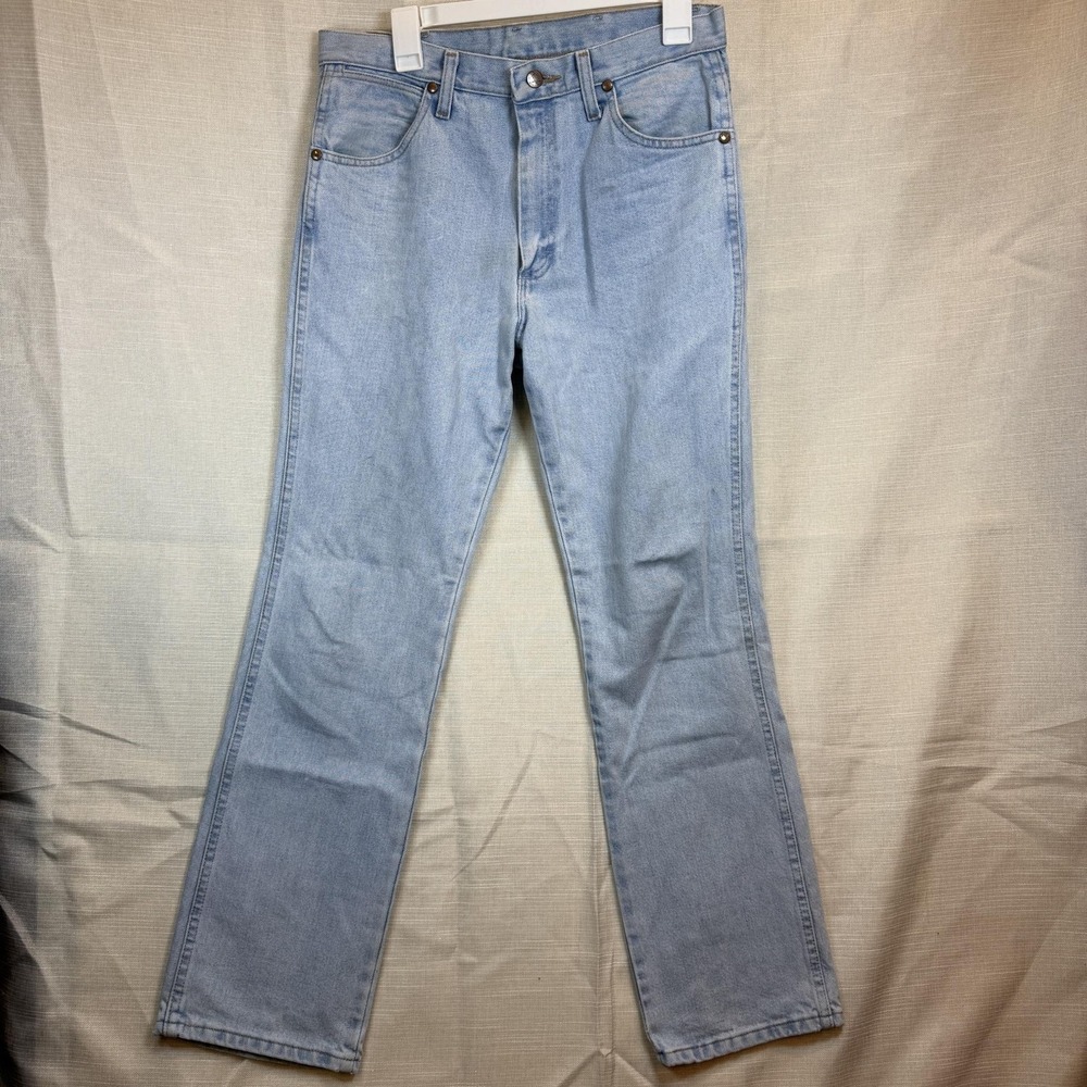 VTG Wrangler Jeans Mens 31x30 Light Wash Blue Regular Fit Straight Denim Pants